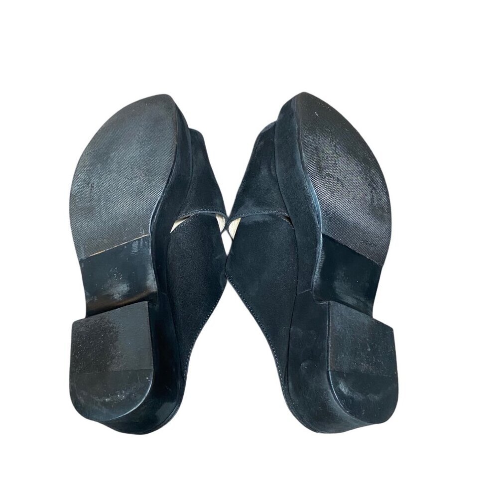 Chanel Women's Black Suede & Leather Slip-On Sandals-LT3005 - Picture 5 of 9